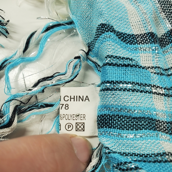 Plaid Sky Blue Neck Scarf - Picture 7 of 8